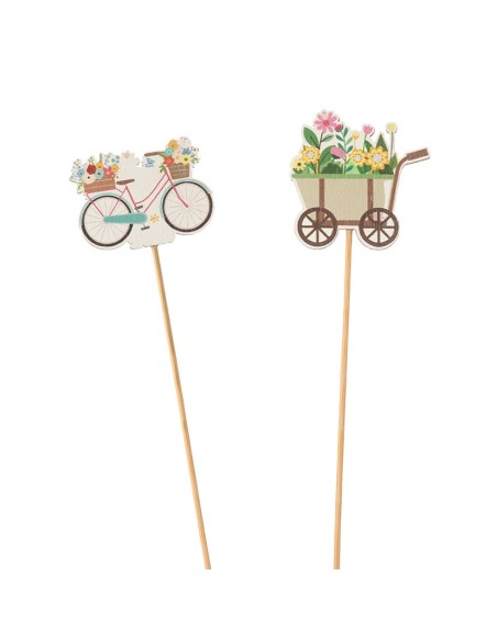 PICK S/12 2 MIX DES BICI Y CARRETILLA CON FLORES 7X7 H50 MADERA