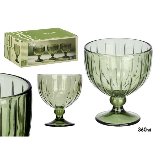 COPA HELADO RAYAS 360ML VERDE