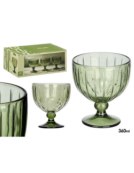 COPA HELADO RAYAS 360ML VERDE