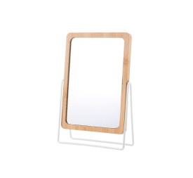 ESPEJO BAMBU SOPORTE METAL BLANCO