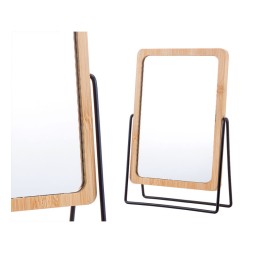 ESPEJO BAMBU SOPORTE METAL NEGRO