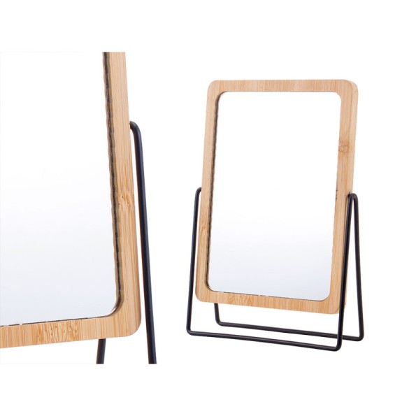 ESPEJO BAMBU SOPORTE METAL NEGRO