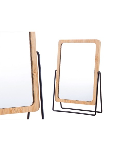 ESPEJO BAMBU SOPORTE METAL NEGRO