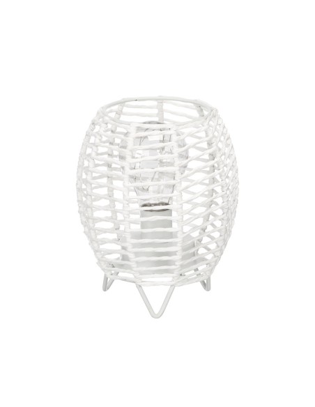 LAMPARA SOBREMESA REDONDA CUERDA BLANCA