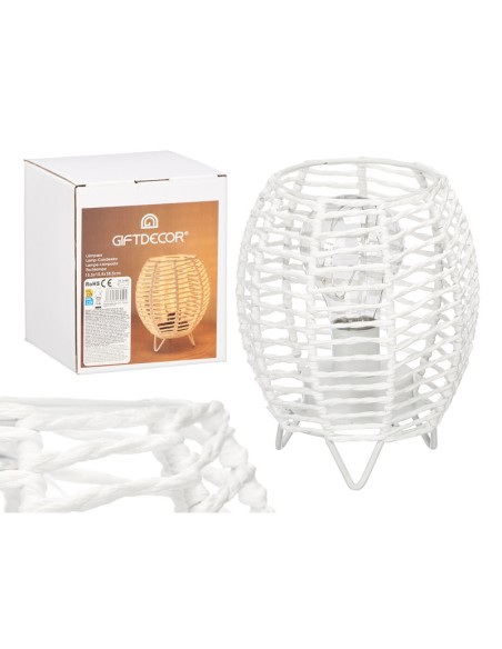 LAMPARA SOBREMESA REDONDA CUERDA BLANCA