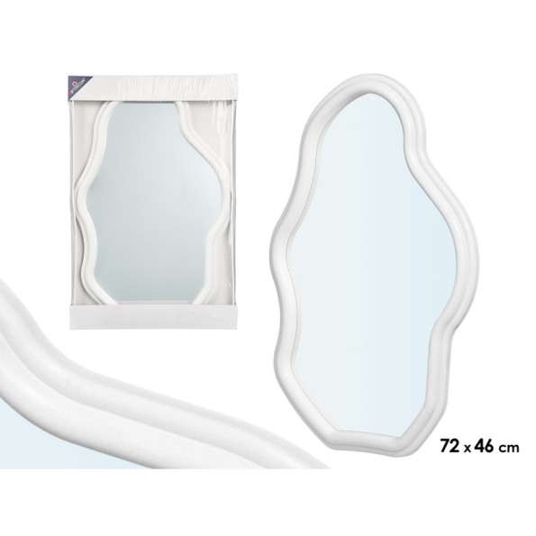ESPEJO PLASTICO FORMA BLANCO 72CM