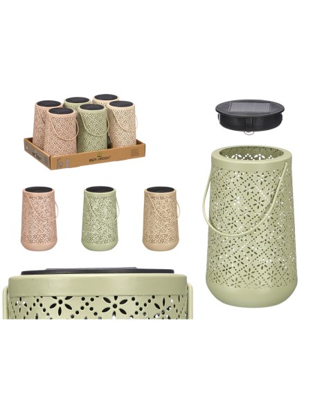 LAMPARA SOLAR FAROL CONICO ROMBOS SURT 3 COL