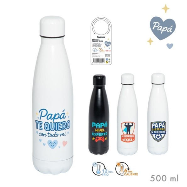 BOTELLA ACERO 500 ML PAPA 7x7x26cm