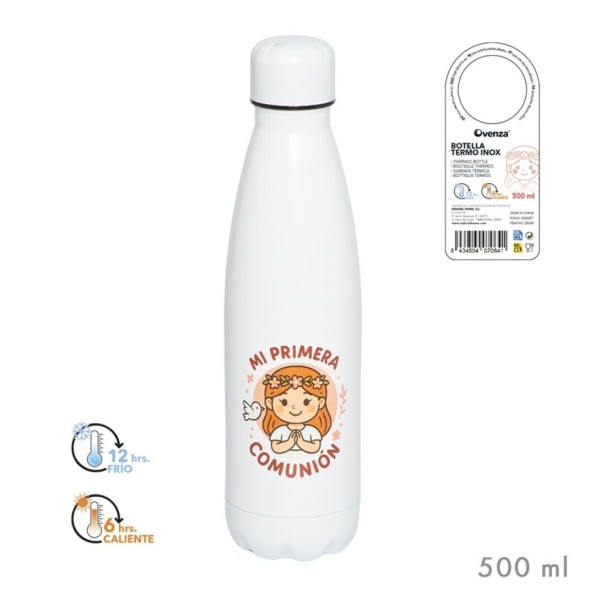 BOTELLA ACERO 500 ML COMUNION NIÑA 7x7x26cm