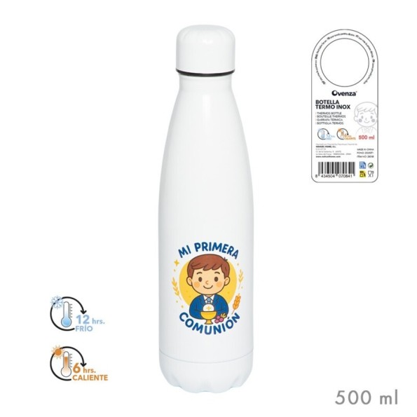 BOTELLA ACERO 500 ML COMUNION NIÑO 7x7x26cm