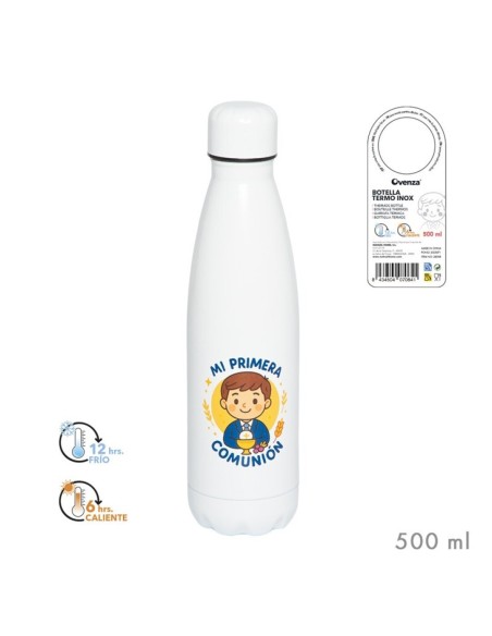 BOTELLA ACERO 500 ML COMUNION NIÑO 7x7x26cm
