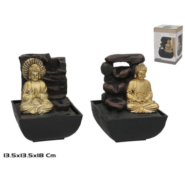 FUENTE BUDA DHARMA C/LED FRIA 13.5X13.5X18CM 2 SUR