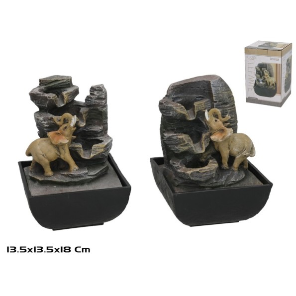 FUENTE ELEFANTE SUERTE C/LED FRIA  13.5X13.5X18CM