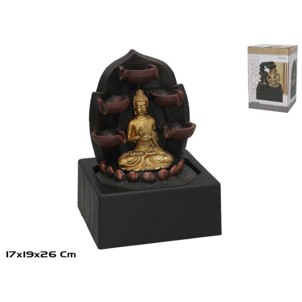 FUENTE BUDA VIPASSI C/LED CALIDA 19X17X26CM