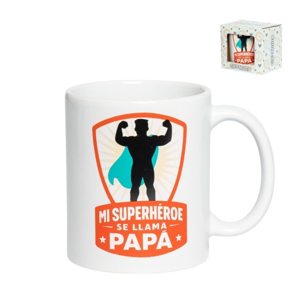 MUG EN CAJA REGALO PAPA SUPERHEROE