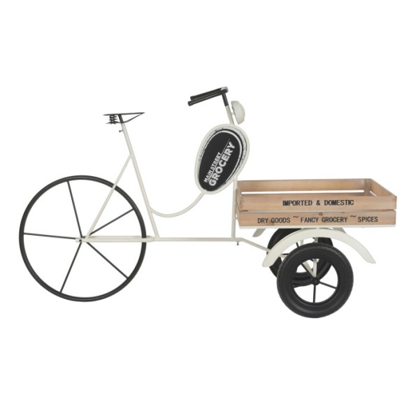 EXPOSITOR METAL MADERA 151X56X89 TRICICLO BLANCO