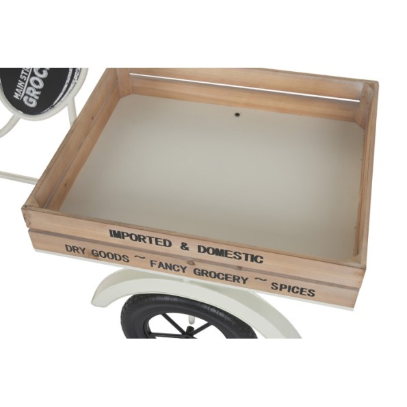 EXPOSITOR METAL MADERA 151X56X89 TRICICLO BLANCO