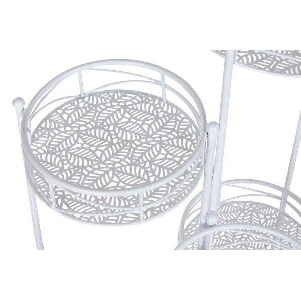 MACETERO HIERRO 23X23X102 HOJAS BLANCO