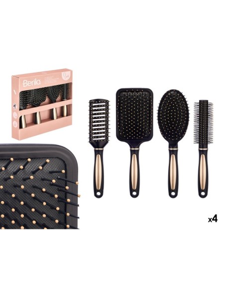 SET 4 CEPILLOS PELO NEGRO ORO