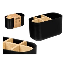 ORGANIZADOR PLASTICO BAMBU 5 HUECOS NEGRO