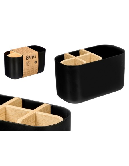 ORGANIZADOR PLASTICO BAMBU 5 HUECOS NEGRO