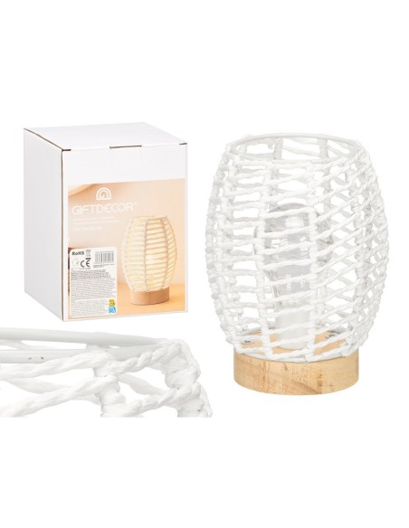 LAMPARA SOBREMESA OVALADA CUERDA BLANCA