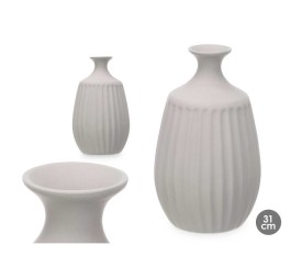 JARRON CERAMICA CUELLO ESTRECHO 31CM GRIS
