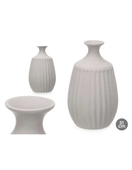 JARRON CERAMICA CUELLO ESTRECHO 31CM GRIS