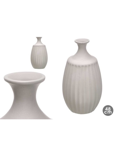 JARRON CERAMICA CUELLO ESTRECHO 48CM GRIS