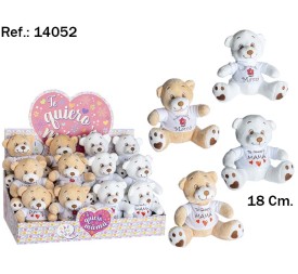 OSO CAMISETA TE QUIERO MAMA 18CM 2 COL. EN EXP.