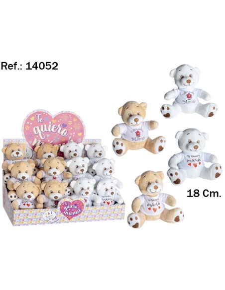 OSO CAMISETA TE QUIERO MAMA 18CM 2 COL. EN EXP.