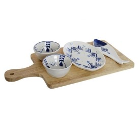 APERITIVO SET 5 PORCELANA RUBBERWOOD 38X19X5 PEZ