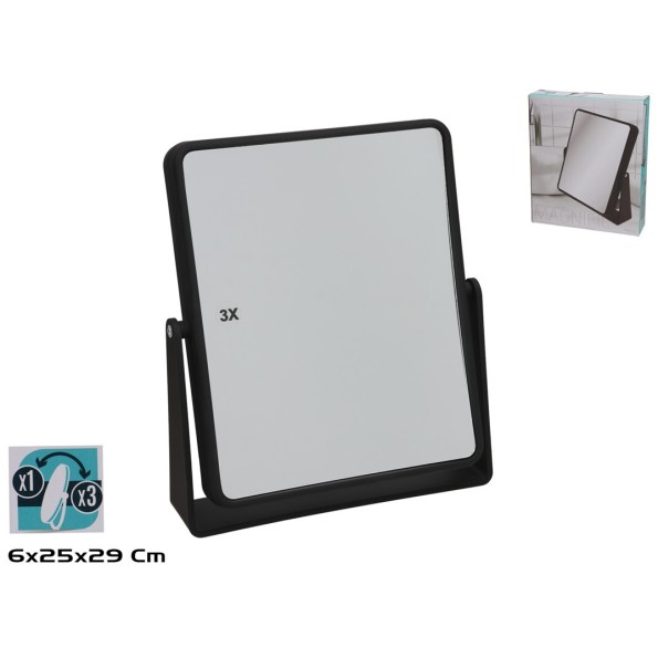 ESPEJO AUMENTO X1 X3 MAGNIFIC 25.5X6X29CM NEGRO