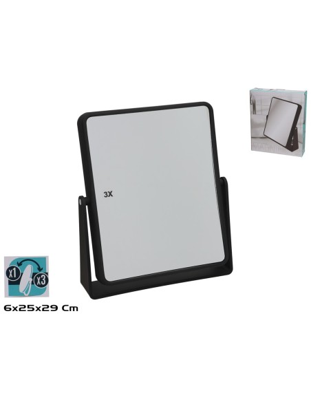 ESPEJO AUMENTO X1 X3 MAGNIFIC 25.5X6X29CM NEGRO