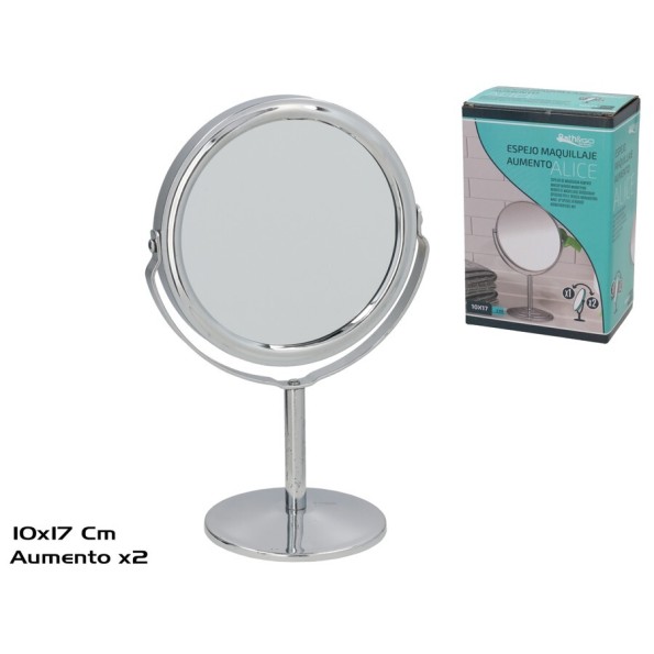 ESPEJO MAQUILLAJE AUMENTO X1 Y X2  ALICE 10X17CM