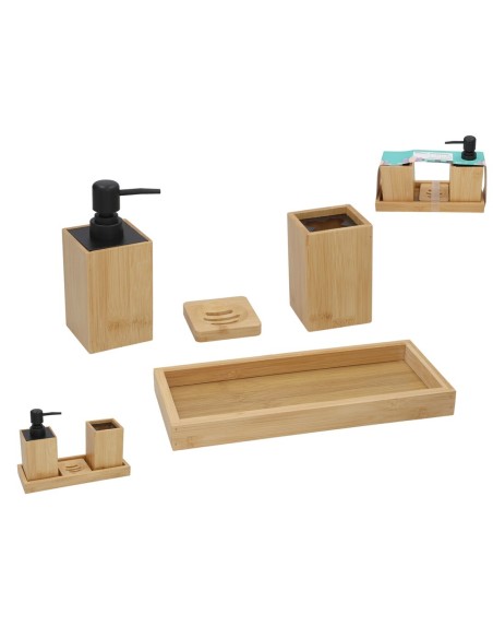 SET BAÑO 4 PCS BAMBU LISA 25X9X17CM