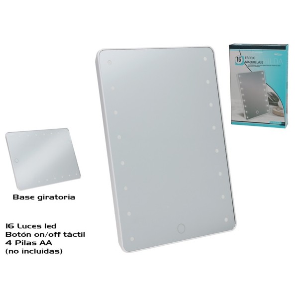 ESPEJO MAQUILLAJE  C/16 LED HILDA 20.5X4.5X28CM
