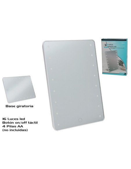 ESPEJO MAQUILLAJE  C/16 LED HILDA 20.5X4.5X28CM