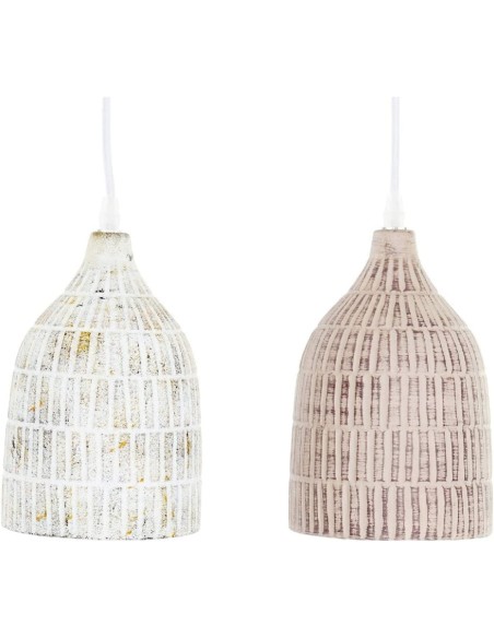 LAMPARA TECHO ARCILLA 14X14X21 ENVEJECIDO 2 SURT.