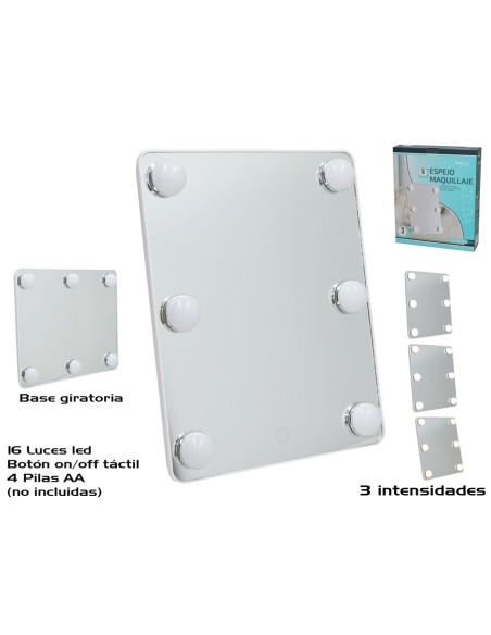 ESPEJO MAQUILLAJE C/6 LED 3 INT. ZELDA 30.5X25.5X5CM