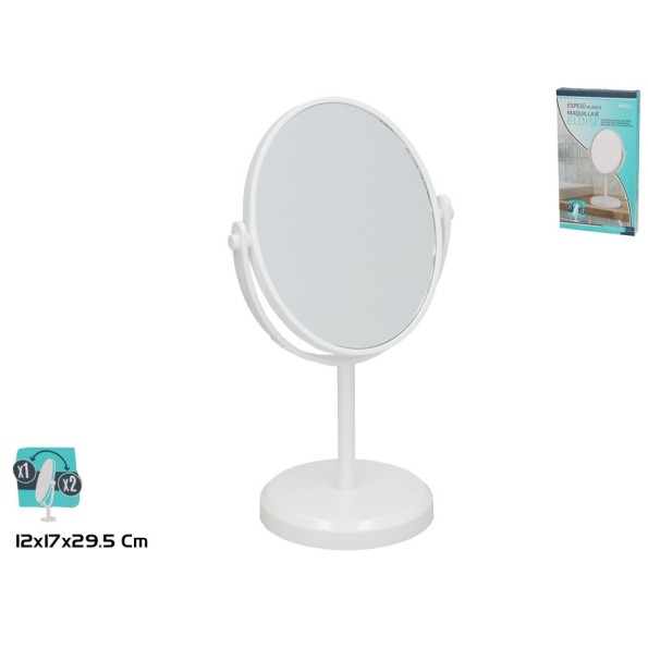 ESPEJO DOBLE CARA 1X/2X ELOISE 29,5X12X17CM BLANCO