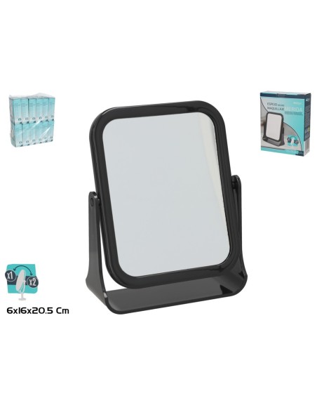 ESPEJO DOBLE CARA 1X/2X MERIDA 20,5CM NEGRO