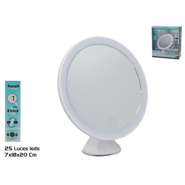 ESPEJO LED GIRATORIO 18X20X7,1CM BLANCO