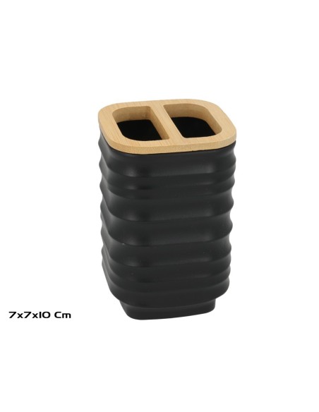 PORTACEPILLOS C/ BAMBU MAURI 7X7X10CM NEGRO
