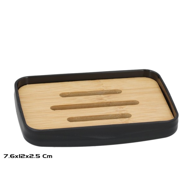 JABONERA C/ BAMBU MAURI 12X7,6X2,5CM NEGRO