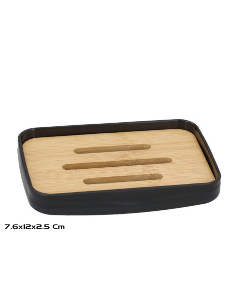 JABONERA C/ BAMBU MAURI 12X7,6X2,5CM NEGRO