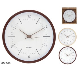 RELOJ PARED EFECTO MADERA LOY 30CM 2 SURT.