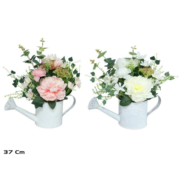 MACETA REGADERA METAL PEONIAS 37CM (S)