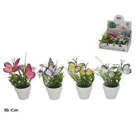 MACETA MARIPOSAS 15 CM 4 SURT.