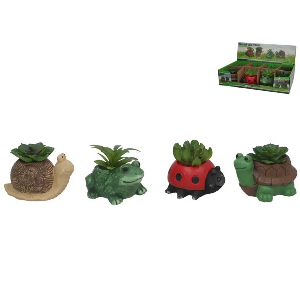 ANIMALES 4 SURT. MACETA C/PLANTA 14X10,5X7/10 CM
